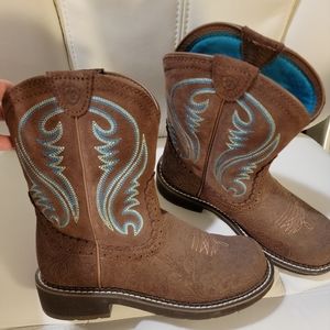 Ariat Ladies Fatbaby Heritage Tooled Brown & Turquoise Boots